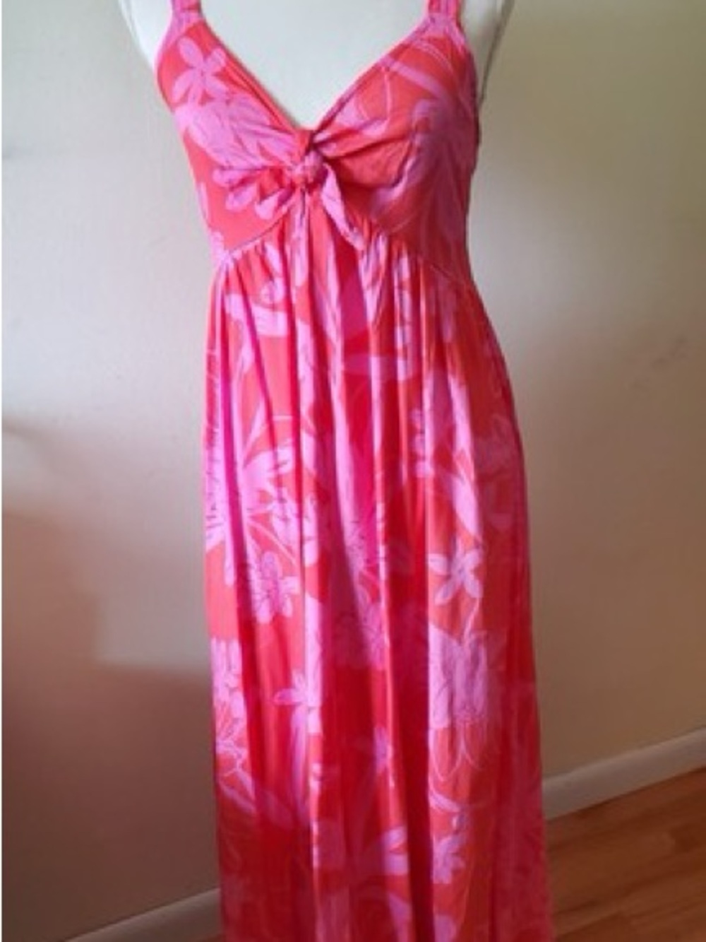 Japna Pink and Red Smocked Beachwear dress